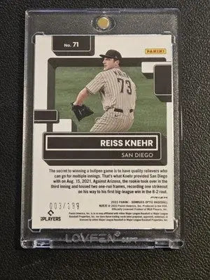 2022 Donruss Optic #71 Reiss Knehr Red White & Blue Prizm #/199 - Baseball Card Single