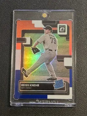 2022 Donruss Optic #71 Reiss Knehr Red White & Blue Prizm #/199 - Baseball Card Single