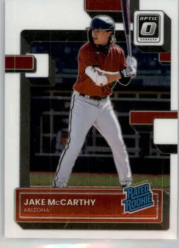 Jake McCarthy baseball card from Donruss Optic 2022 featuring rookie Diamondbacks edition