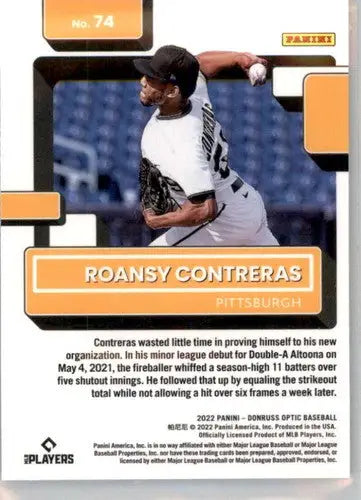 Original gloss Donruss Optic Roansy Contreras rookie baseball card display