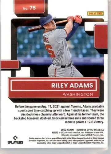 Original gloss Donruss Optic Riley Adams rookie baseball card in mint condition