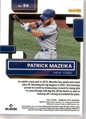 2022 Donruss Optic #84 Patrick Mazeika NM-MT RC Rookie Mets Rated Rooki ID:52537 - Baseball Card Single
