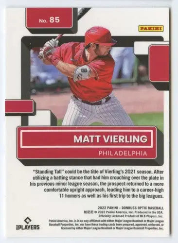 2022 Donruss Optic #85 Matt Vierling NM-MT RC Rookie Phillies Rated Roo ID:53393 - Baseball Card Single