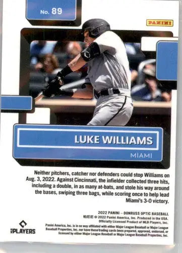 2022 Donruss Optic #89 Luke Williams NM-MT RC Rookie Marlins Rated Rook ID:52532 - Baseball Card Single