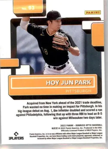Original gloss Hoy Jun Park baseball card from 2022 Donruss Optic Rated Rookie series