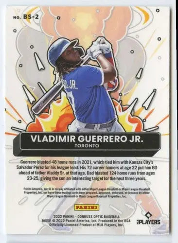 Vladimir Guerrero Jr. baseball card from 2022 Donruss Optic Bomb Squad collection
