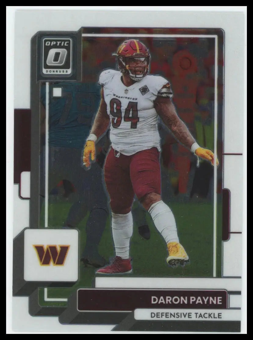 2022 Donruss Optic Daron Payne 195 Washington Commanders - Football Card Single