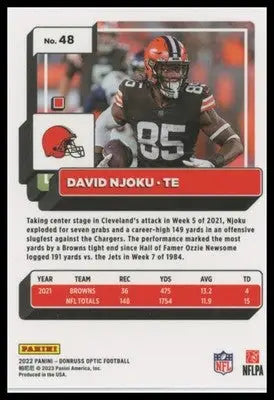 2022 Donruss Optic David Njoku 48 Cleveland Browns