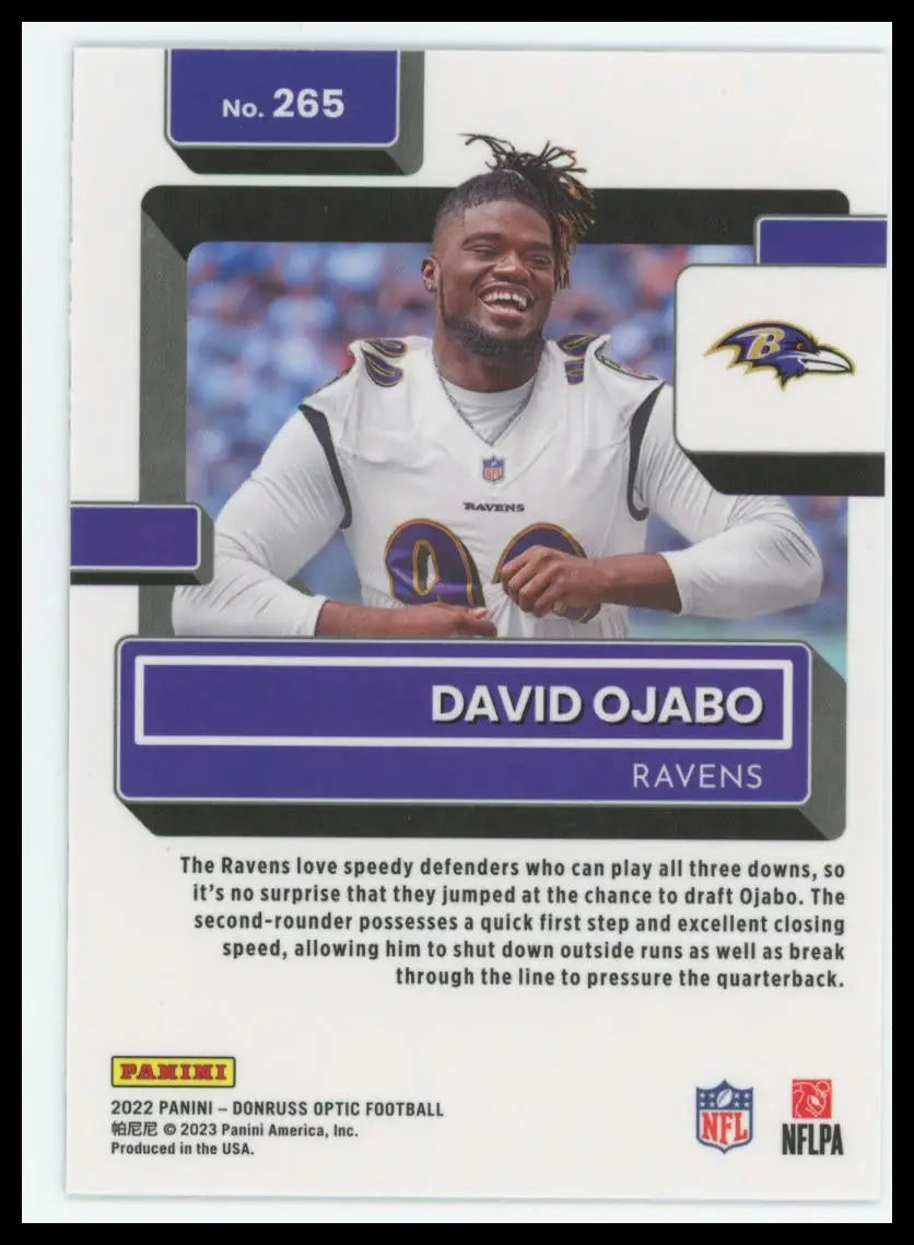 2022 Donruss Optic David Ojabo RC 265 Baltimore Ravens - Football Card Single