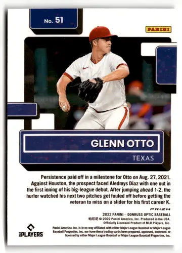 2022 Donruss Optic Holo #51 Glenn Otto NM-MT RC Rookie Rangers Rated Ro ID:47907 - Baseball Card Single