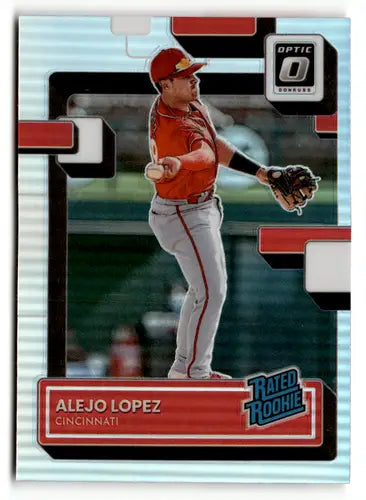 Alejo Lopez baseball card from 2022 Donruss Optic Holo series, Rated Rookie NM-MT