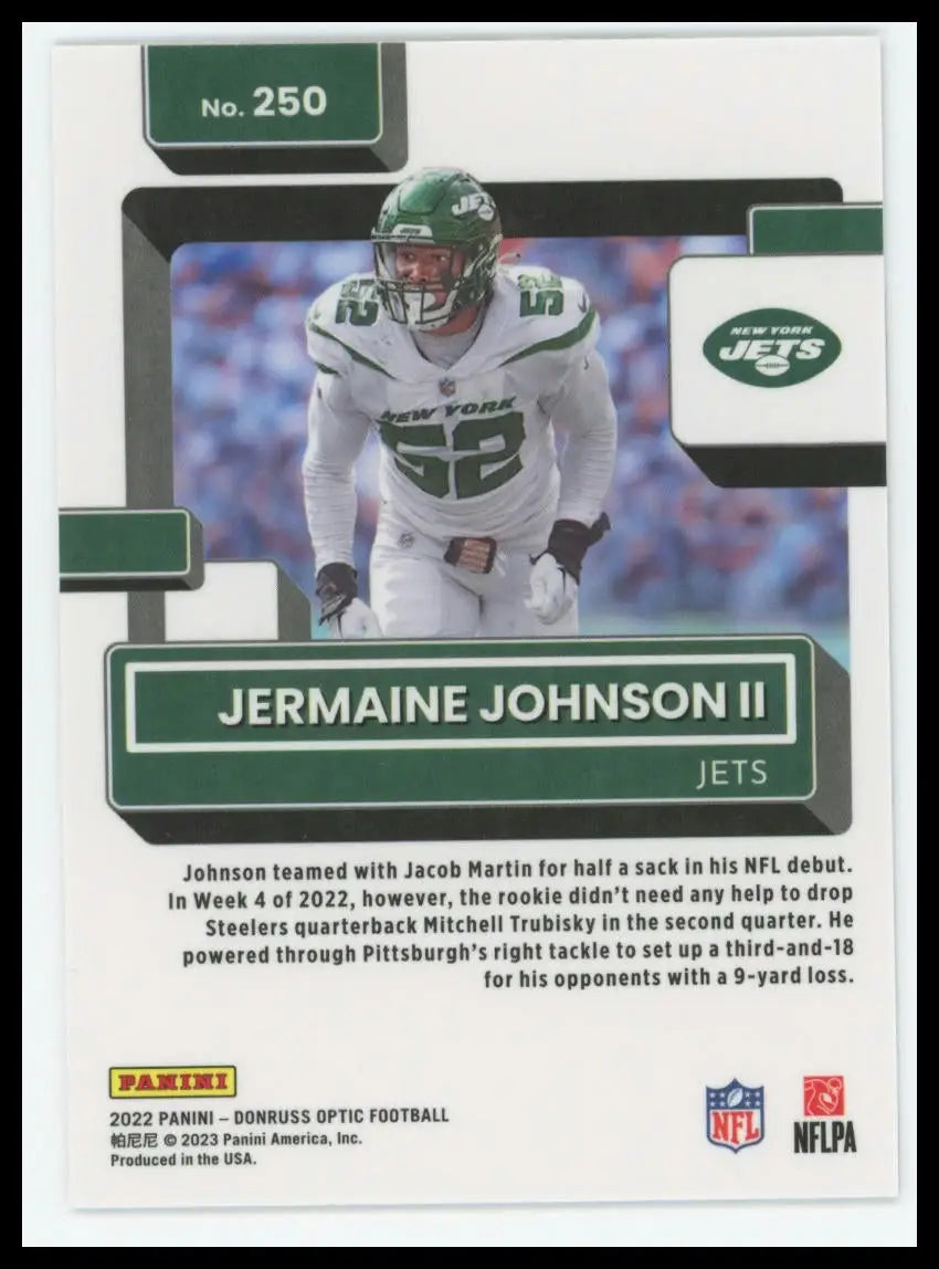 2022 Donruss Optic Jermaine Johnson II RC 250 New York Jets - Football Card Single