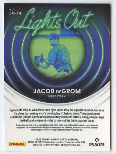 2022 Donruss Optic Lights Out Jacob deGrom baseball card NM-MT Mets ID 47879