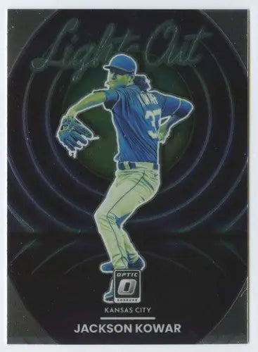 Jackson Kowar baseball card with original gloss from 2022 Donruss Optic Lights Out series