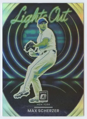 Max Scherzer baseball card with original gloss from 2022 Donruss Optic Lights Out Holo