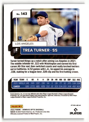2022 Donruss Optic Lime Green #143 Trea Turner NM-MT Dodgers ID:47840 - Baseball Card Single