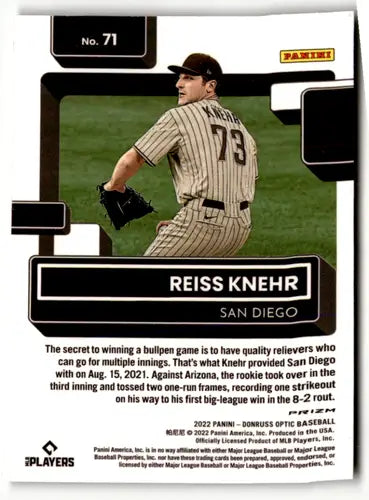 Reiss Knehr 2022 Donruss Optic Lime Green Rookie Baseball Card with original gloss