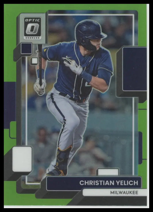 2022 Donruss Optic - Lime Green Prizm Christian Yelich 152 Brewers Baseball NM - Baseball Card Single