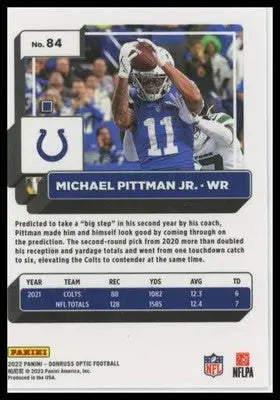 2022 Donruss Optic Michael Pittman Jr. 84 Indianapolis Colts