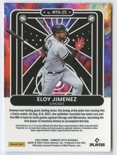 Eloy Jimenez baseball card from 2022 Donruss Optic Mythical series featuring White Sox player