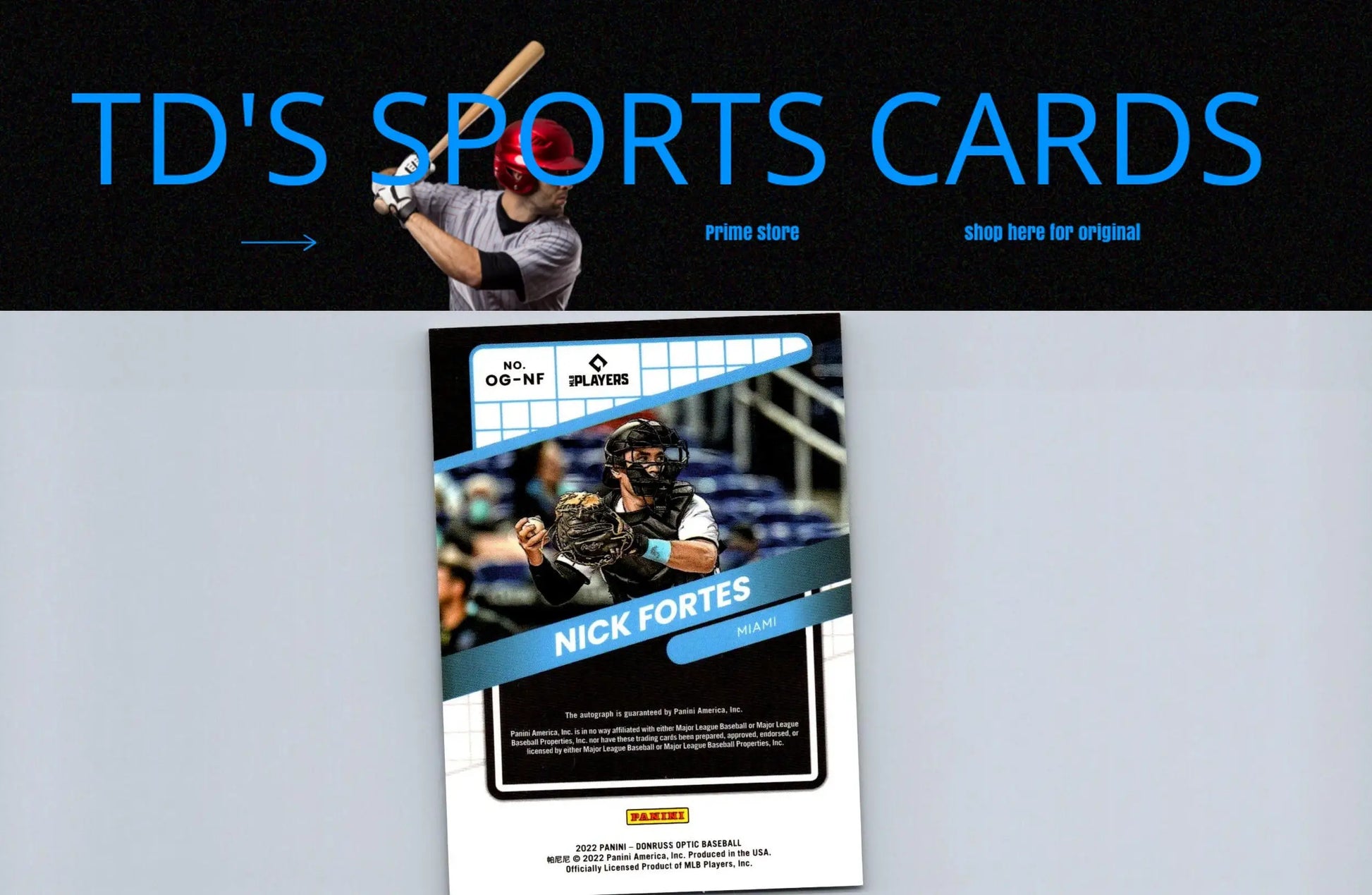 Baseball card of Nick Fortes from 2022 Donruss Optic Nick Fortes Optigraphs series