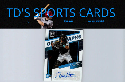 Signed baseball card of Nick Fortes from 2022 Donruss Optic Nick Fortes Optigraphs