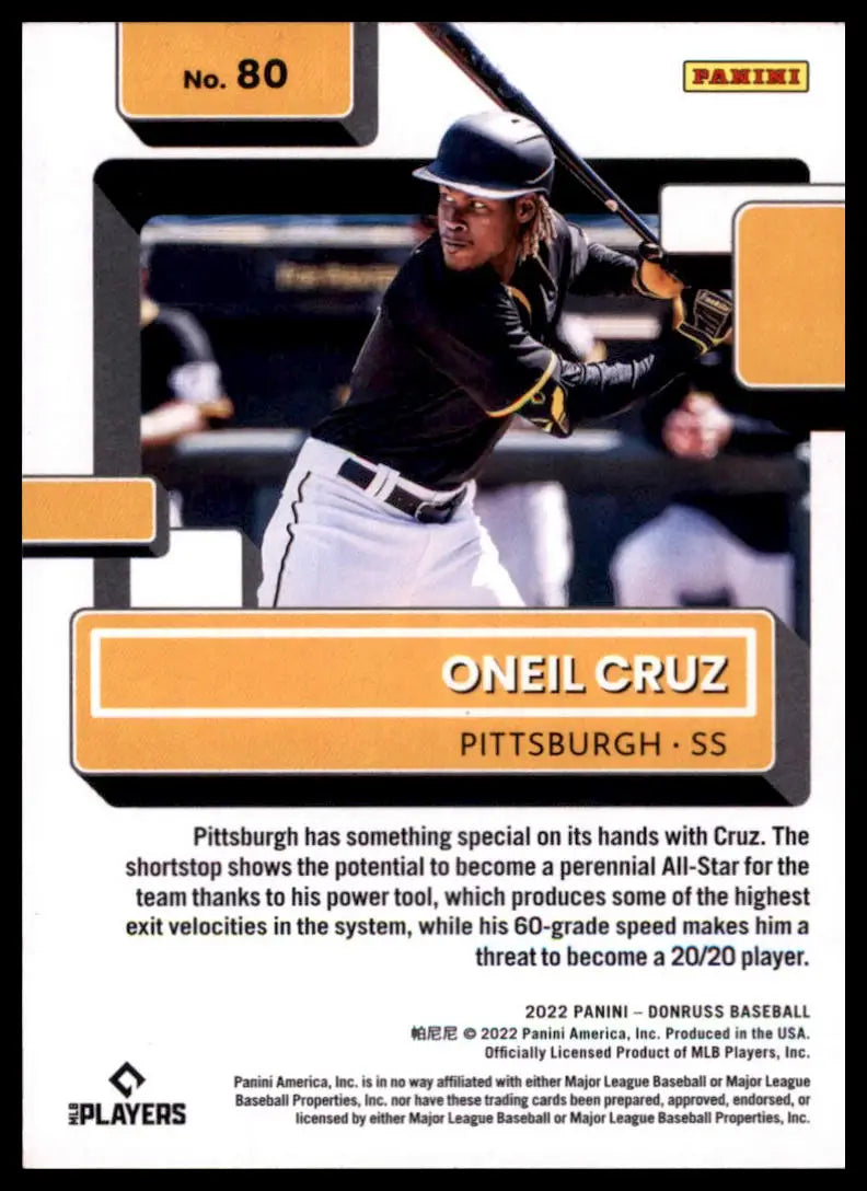 2022 Donruss Optic Oneil Cruz RC 80 Pittsburgh Pirates Baseball NM - Baseball Card Single