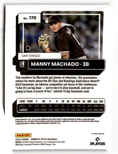 Original gloss 2022 Donruss Optic Pink Manny Machado baseball card for Padres collection