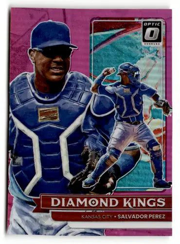 Salvador Perez baseball card from 2022 Donruss Optic Pink with original gloss and diamond King design