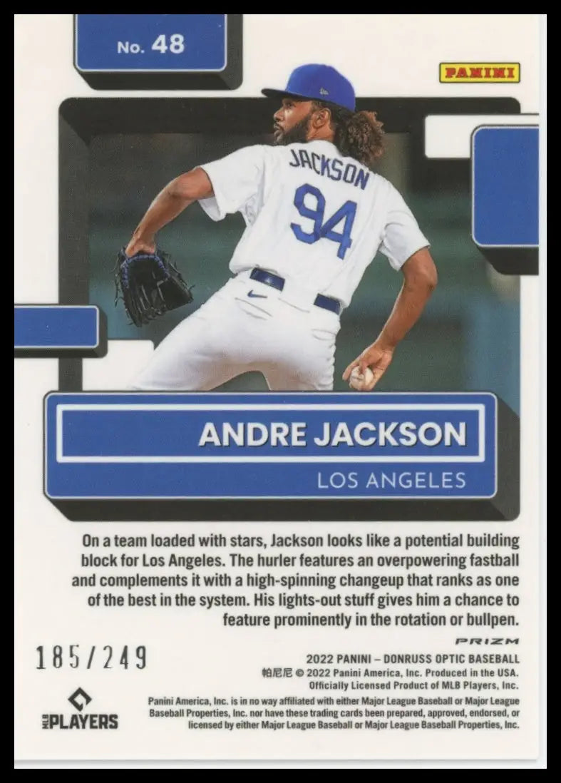 2022 Donruss Optic - Pink Velocity Prizm Andre Jackson 48 /249 LA Dodgers NM - Baseball Card Single