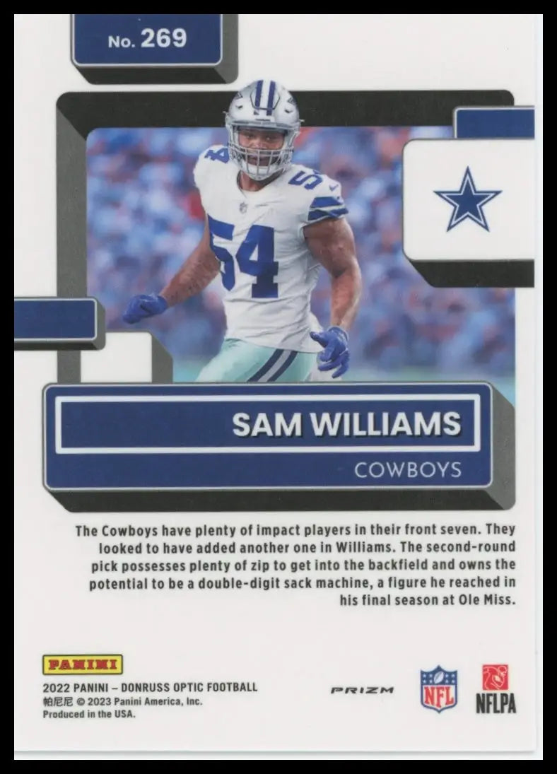 2022 Donruss Optic - Purple Shock Sam Williams 269 Dallas Cowboys - Football Card Single