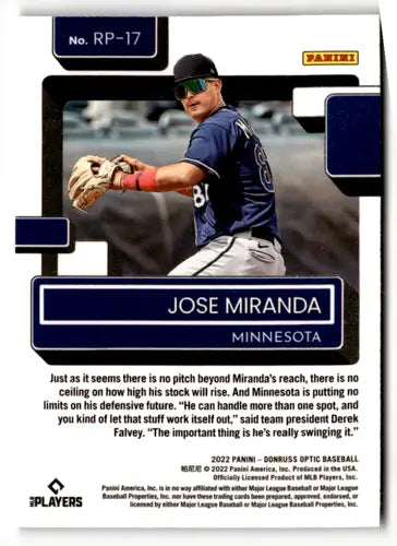 2022 Donruss Optic Rated Prospects Jose Miranda baseball card Twins NM-MT
