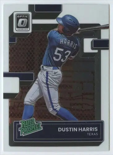 2022 Donruss Optic Rated Prospects Dustin Harris Baseball Card Rangers ID 52566
