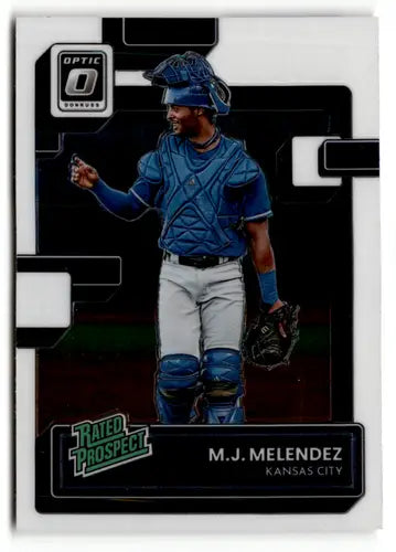 Original gloss 2022 Donruss Optic Rated Prospects M.J. Melendez baseball card