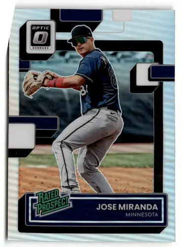 Jose Miranda baseball card from 2022 Donruss Optic Rated Prospects Holo set