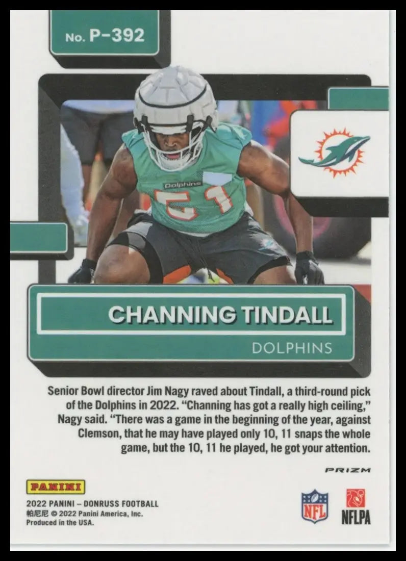 2022 Donruss - Optic Rated Rookies Red and Green Channing Tindall P-392 Miami - Football Card Single