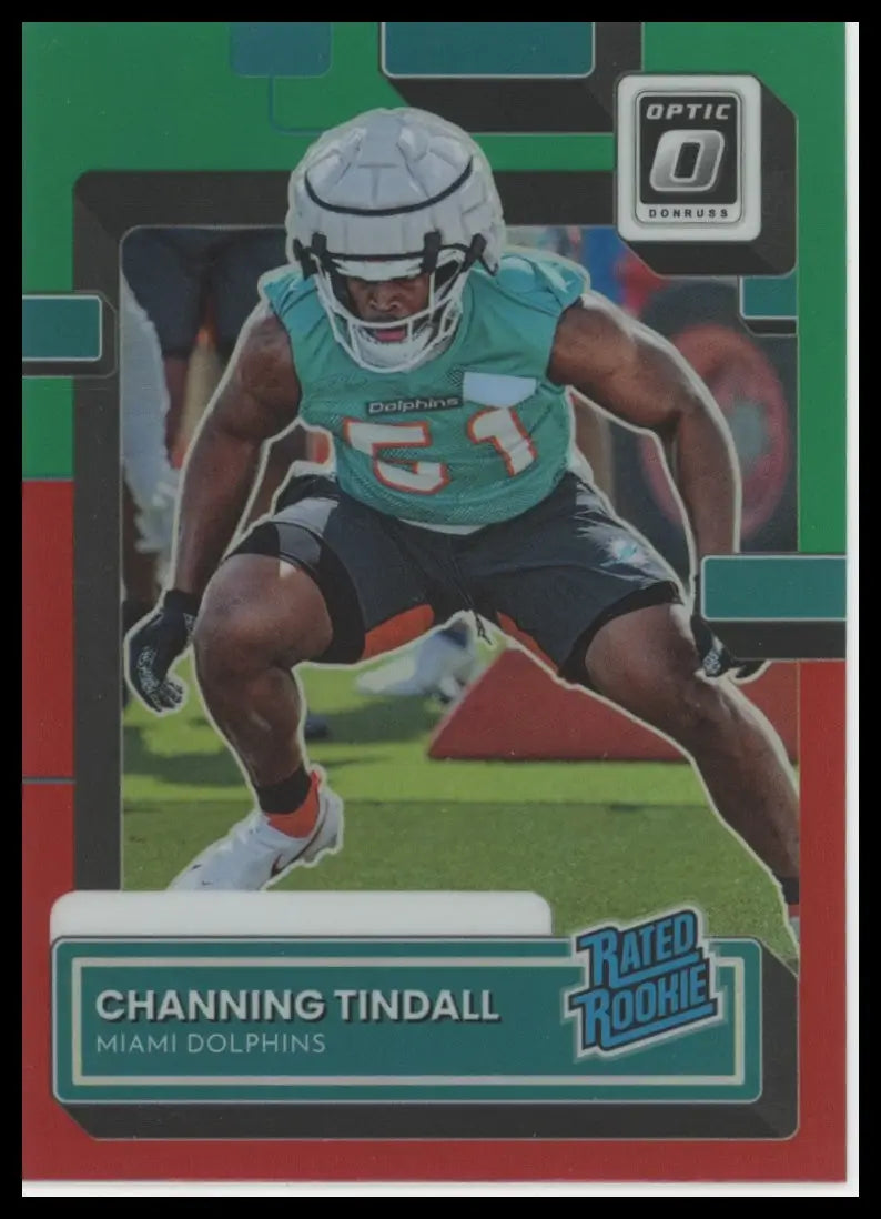 2022 Donruss - Optic Rated Rookies Red and Green Channing Tindall P-392 Miami - Football Card Single