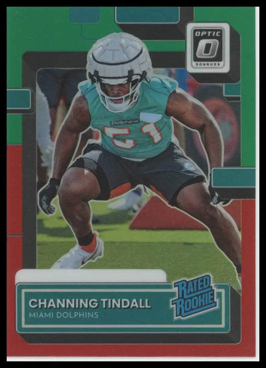 2022 Donruss - Optic Rated Rookies Red and Green Channing Tindall P-392 Miami - Football Card Single