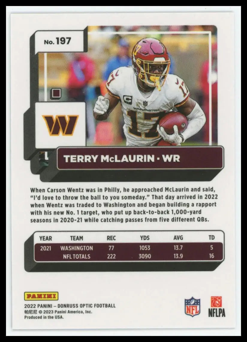 2022 Donruss Optic Terry McLaurin 197 Washington Commanders - Football Card Single