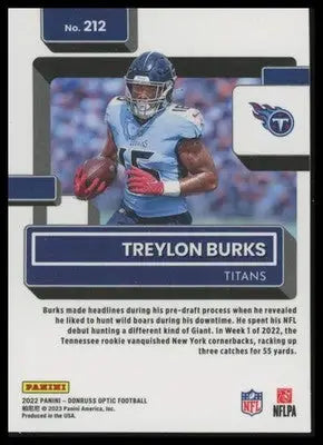 2022 Donruss Optic Treylon Burks RC 212 Tennessee Titans