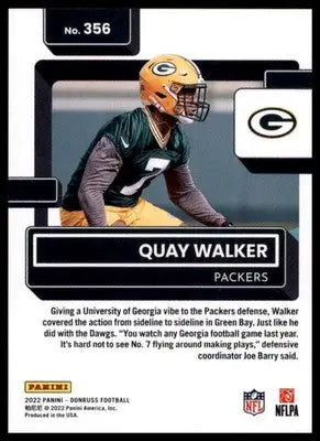 2022 Donruss Quay Walker RC 356 Green Bay Packers - Football Card Single