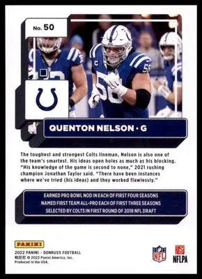 2022 Donruss Quenton Nelson 50 Indianapolis Colts - Football Card Single