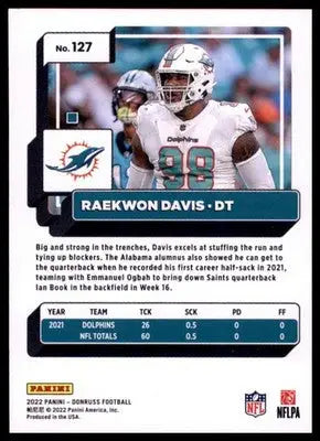 2022 Donruss Raekwon Davis 127 Miami Dolphins - Football Card Single