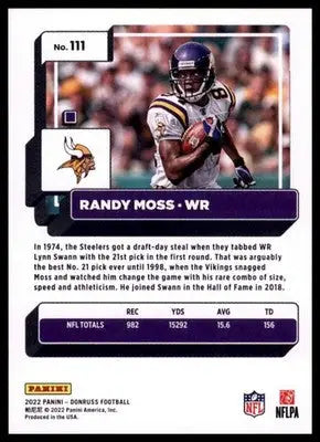 2022 Donruss Randy Moss 111 Baltimore Ravens - Football Card Single
