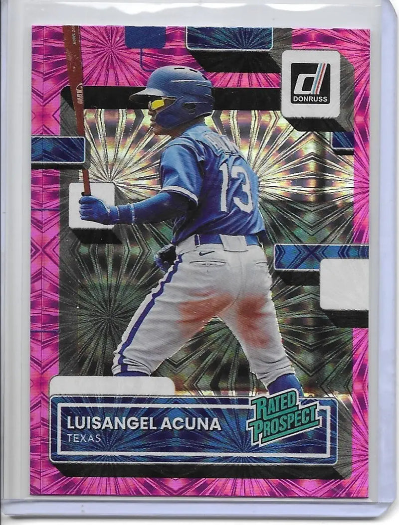 2022 Donruss Rated Prospect Luisangel Acuna Pink Fireworks Holo-Foil Rookie (816