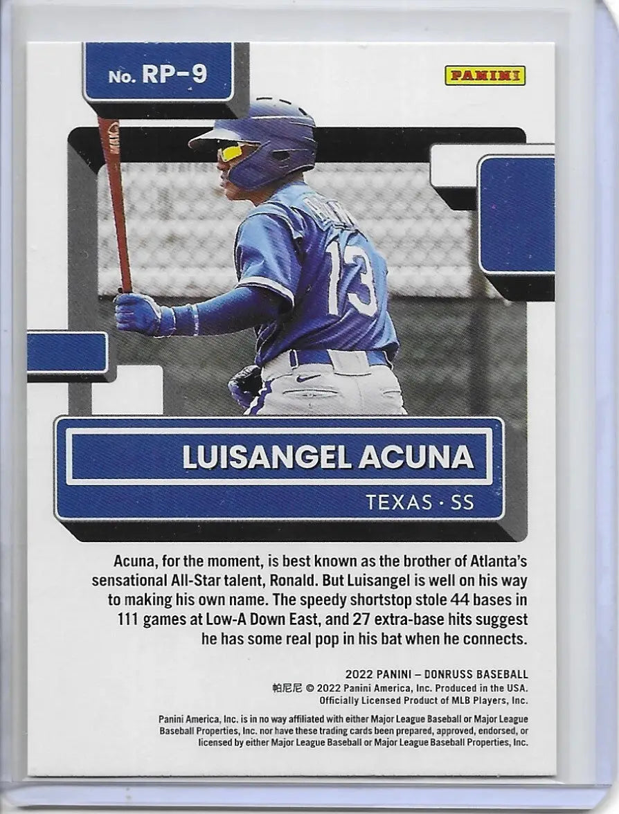 2022 Donruss Rated Prospect Luisangel Acuna Pink Fireworks Holo-Foil Rookie (816