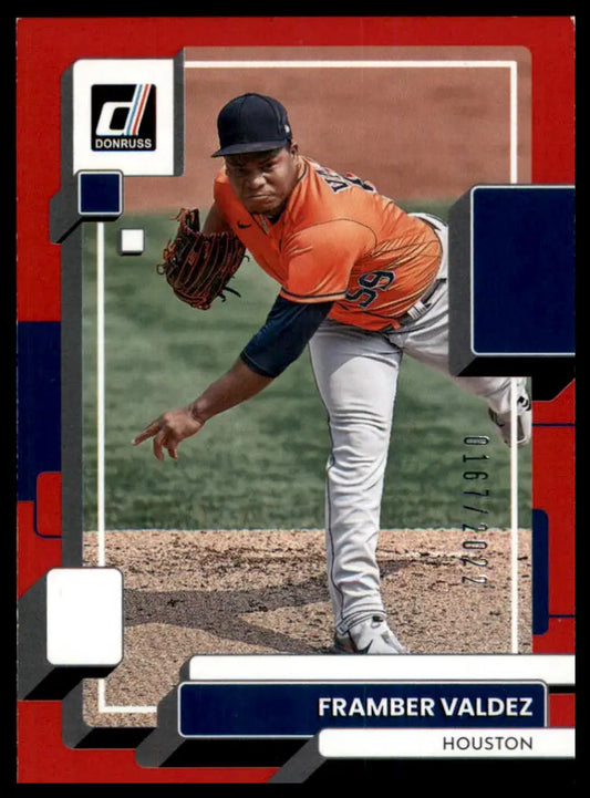 2022 Donruss - Red Framber Valdez 175 /2022 Houston Astros LP - Baseball Card Single