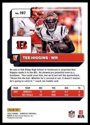2022 Donruss Tee Higgins 197 Cincinnati Bengals - Football Card Single