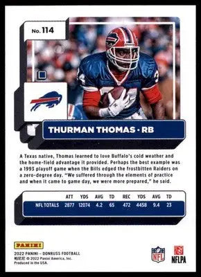 2022 Donruss Thurman Thomas 114 Buffalo Bills - Football Card Single