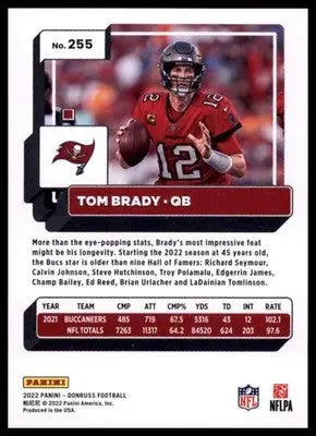 2022 Donruss Tom Brady 255 Tampa Bay Buccaneers - Football Card Single